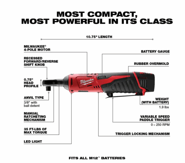 2520-21XC-2457-20 M12 FUEL 12-Volt Lithium-Ion Brushless Cordless HACKZALL Reciprocating Saw Kit W/ M12 3/8 in. Ratchet - Image 3