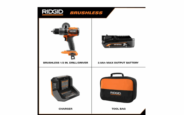 R86114KN 18V Brushless Cordless 1/2 in. Drill/Driver Kit with 2.0 Ah MAX Output Battery and 18V Charger - Image 2