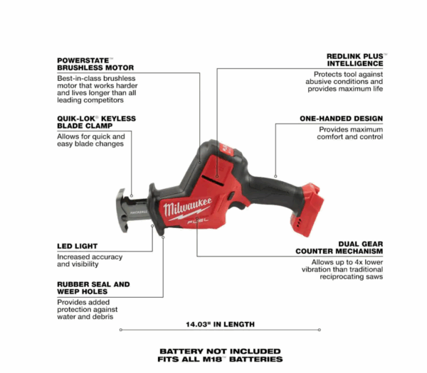 2719-20 M18 FUEL 18V Lithium-Ion Brushless Cordless HACKZALL Reciprocating Saw (Tool-Only) - Image 3