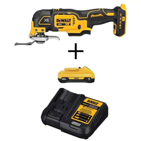DCS356 20-Volt MAX XR Cordless Brushless 3-Speed Oscillating Multi-Tool with DCB240C 20-Volt 4.0Ah Battery Charger