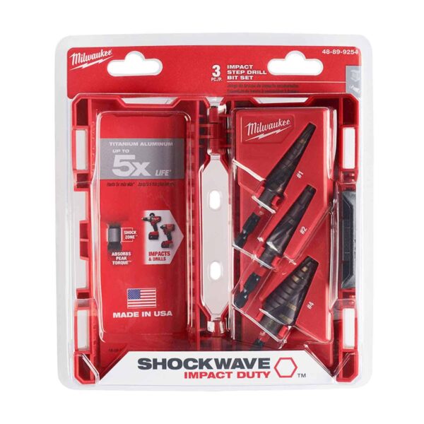 MILWAUKEE 48-89-9254 SHOCKWAVE Impact Duty Step Bit 3 Piece Set (#1, #2, #4) - Image 3