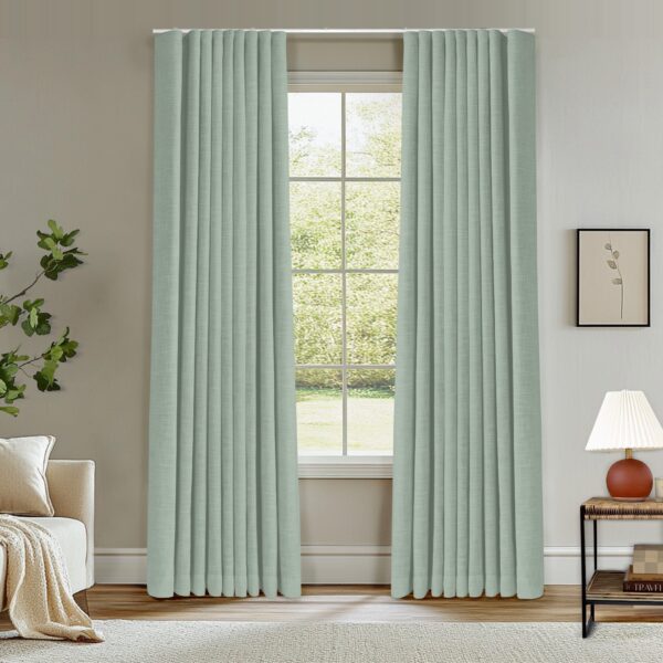 Ripple Fold Lille Linen Memory Trained Curtains Custom Blackout Drapes Grey Beige - Image 31