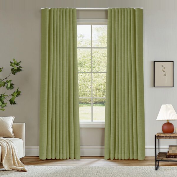 Ripple Fold Lille Linen Memory Trained Curtains Custom Blackout Drapes Grey Beige - Image 32