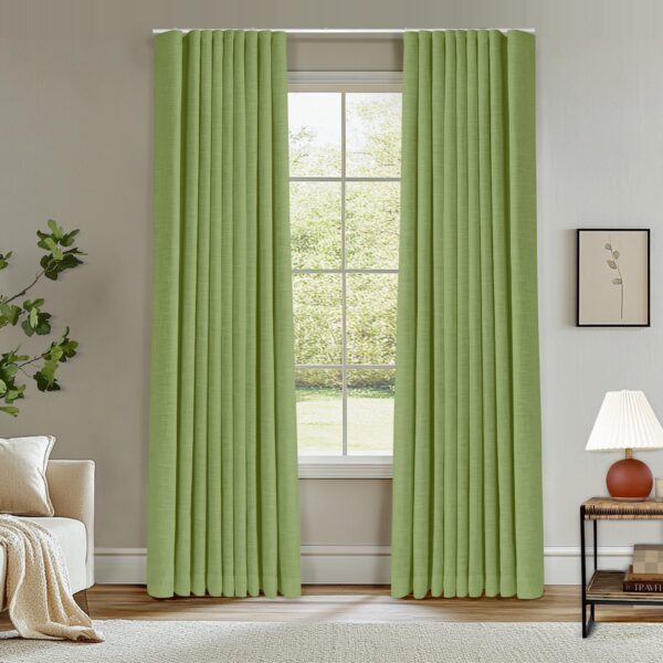 Ripple Fold Lille Linen Memory Trained Curtains Custom Blackout Drapes Grey Beige - Image 33
