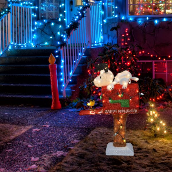 36in Snoopy on The Mailbox Prelit Christmas Yard Decoration - Image 4