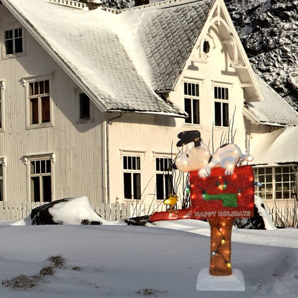 36in Snoopy on The Mailbox Prelit Christmas Yard Decoration - Image 5