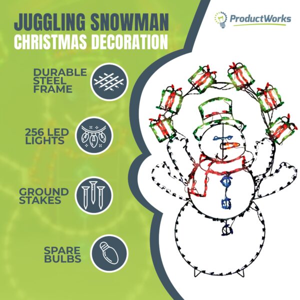 60  LED Animation Juggling Snowman Christmas Yard Decor - Image 5