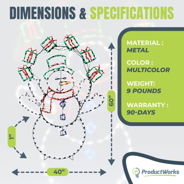 60  LED Animation Juggling Snowman Christmas Yard Decor - Image 6