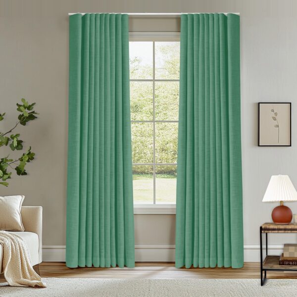Ripple Fold Lille Linen Memory Trained Curtains Custom Blackout Drapes Grey Beige - Image 34