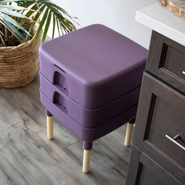 Outdoor Essential Living 6 Gallon Worm Composter Bin w/ Garden Trays, Plum - Image 4