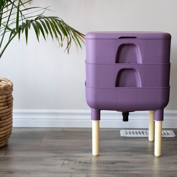 Outdoor Essential Living 6 Gallon Worm Composter Bin w/ Garden Trays, Plum - Image 5