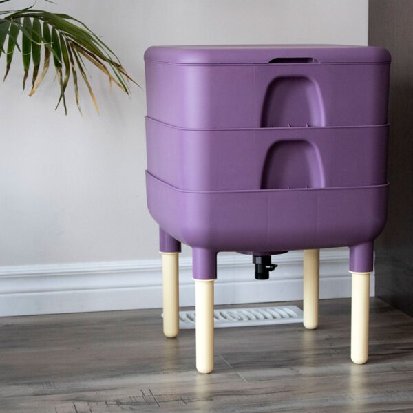 Outdoor Essential Living 6 Gallon Worm Composter Bin w/ Garden Trays, Plum - Image 7