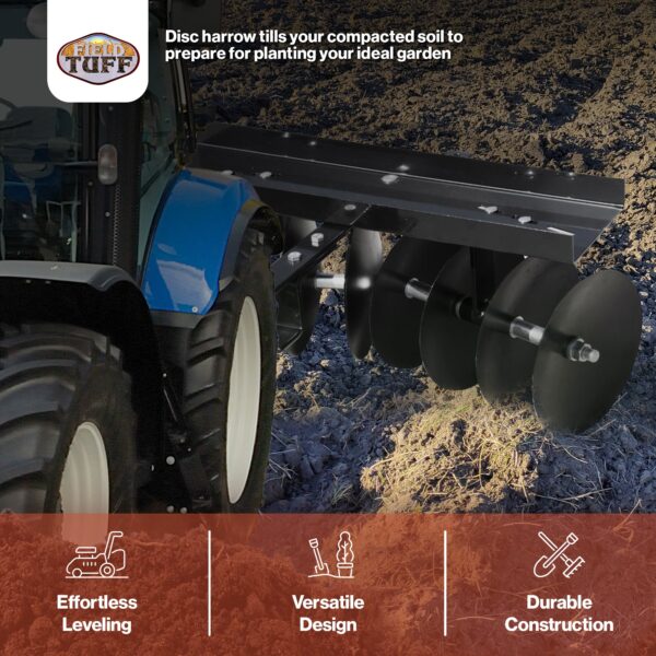 39 Inch Tow Behind Garden Soil Cultivator Sleeve Hitch Disc Harrow - Image 3