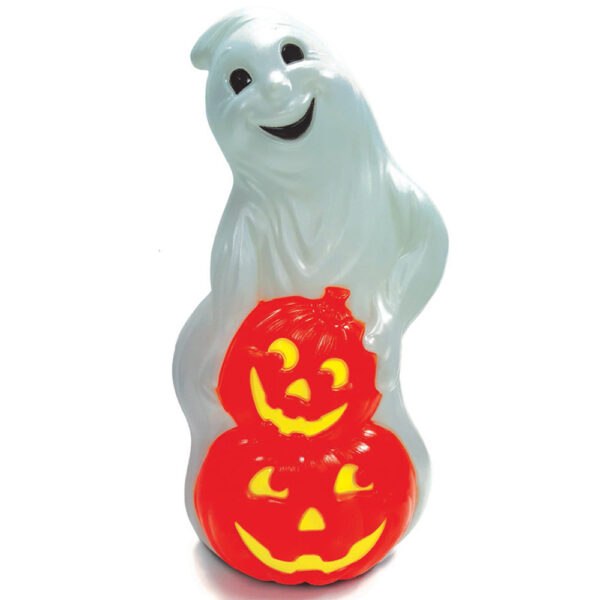 31 Lighted Ghost with 2 Pumpkins Blow Mold - Image 2