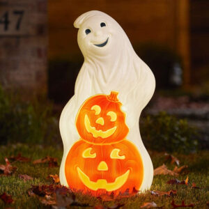 31 Lighted Ghost with 2 Pumpkins Blow Mold