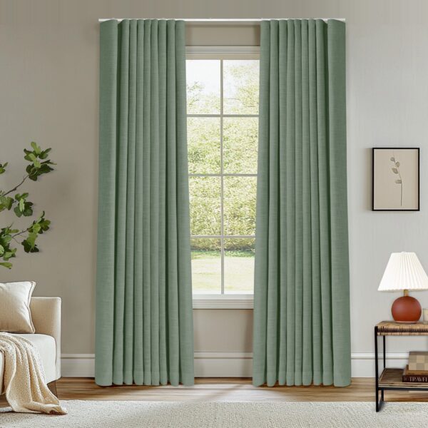 Ripple Fold Lille Linen Memory Trained Curtains Custom Blackout Drapes Grey Beige - Image 35
