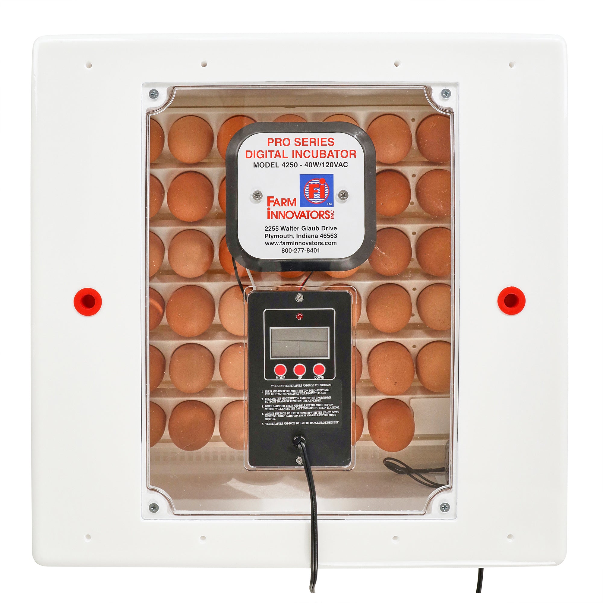 4250 Digital Circulated Air Incubator, w/Auto Egg Turner, White