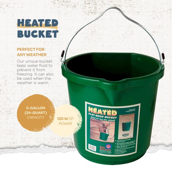 Oversized 5 Gallon Plastic Flat Heated Bucket, 120 Watt (4 Pack) - Image 2
