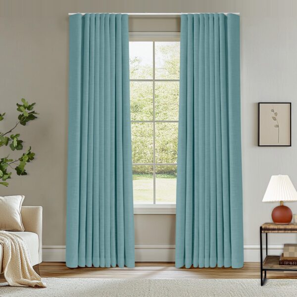 Ripple Fold Lille Linen Memory Trained Curtains Custom Blackout Drapes Grey Beige - Image 36