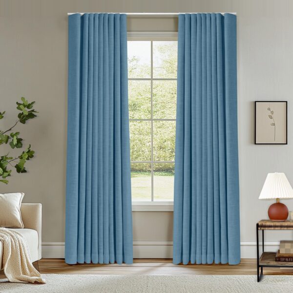 Ripple Fold Lille Linen Memory Trained Curtains Custom Blackout Drapes Grey Beige - Image 37