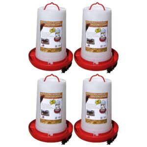 Heated Plastic Hanging Poultry Water Fountain, Red (4 Pack)