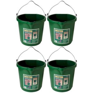 Oversized 5 Gallon Plastic Flat Heated Bucket, 120 Watt (4 Pack)
