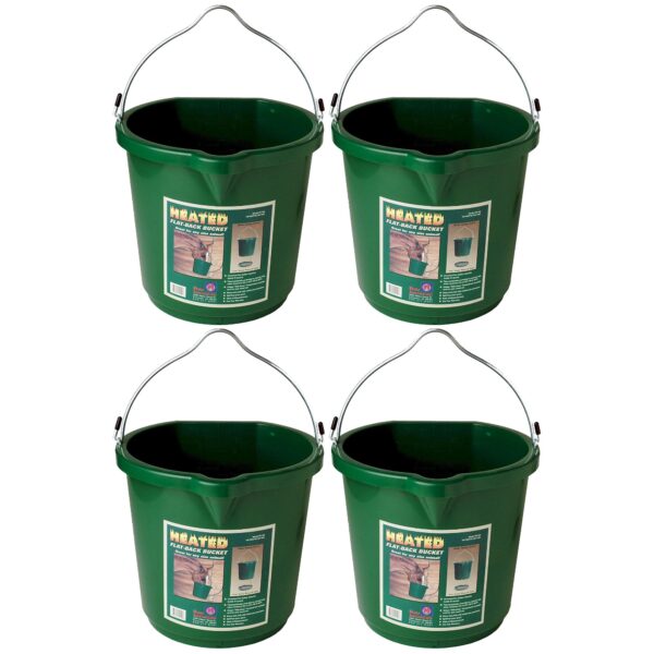 Oversized 5 Gallon Plastic Flat Heated Bucket, 120 Watt (4 Pack)