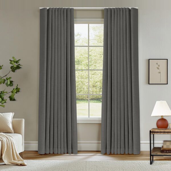 Ripple Fold Lille Linen Memory Trained Curtains Custom Blackout Drapes Grey Beige - Image 39
