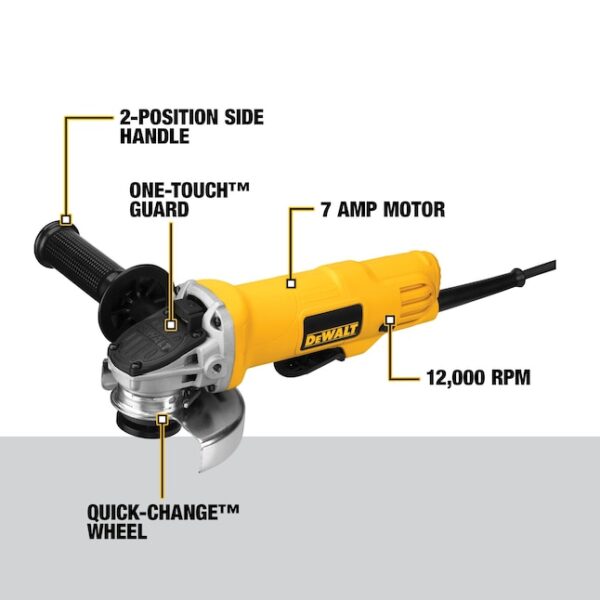 DWE4012 4.5-in-Amp Paddle Switch Corded Angle Grinder - Image 2