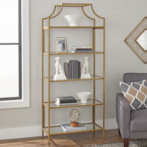 Better Homes   Gardens 71  Nola 5 Tier Etagere Bookcase, Gold Finish