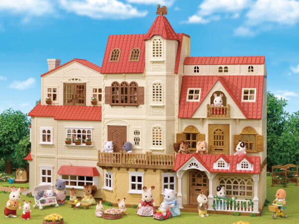 Red Roof Tower Home, 3 Story Dollhouse Playset with Figure, Furniture and Accessories - Image 5