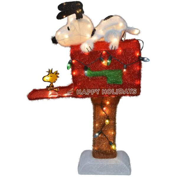 36in Snoopy on The Mailbox Prelit Christmas Yard Decoration - Image 7