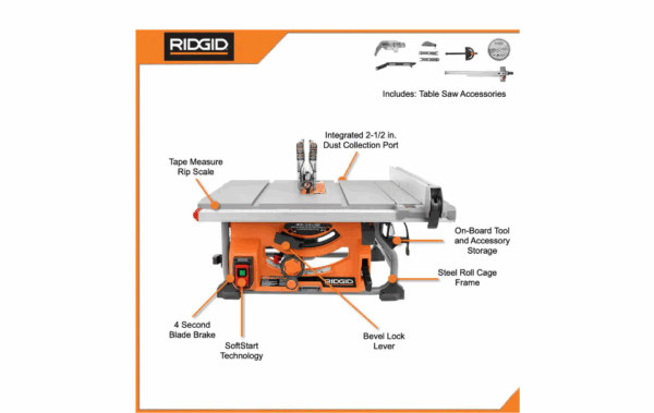 R4518NS 15 Amp 10 in. Portable Jobsite Table Saw (No Stand) - Image 3