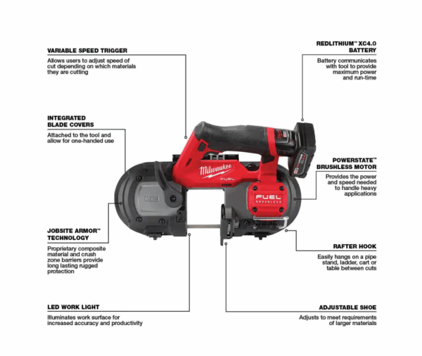 Band Saw 2529-21XC M12 FUEL 12V Lithium-Ion Cordless Compact XC Kit with One 4.0 Ah Battery, Charger and Bag - Image 4