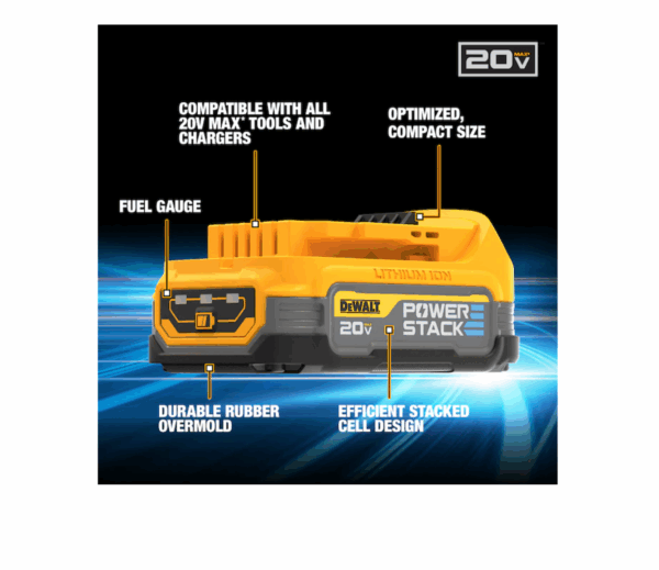 DCF840E1 20V 1/4 in IMPACT DRIVER WITH POWERSTACK BATTERY - Image 4