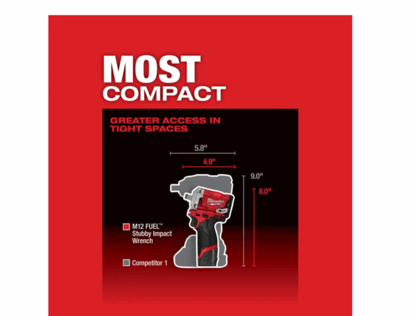 2555-20-48-11-2420 M12 FUEL 12V Lithium-Ion Brushless Cordless Stubby 1/2 in. Impact Wrench with M12 2.0Ah Battery - Image 4