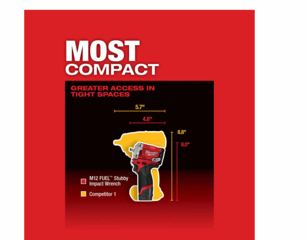2554-22-48-11-2460 M12 FUEL 12V Lithium-Ion Brushless Cordless Stubby 3/8 in. Impact Wrench Kit with 6.0Ah Battery - Image 4