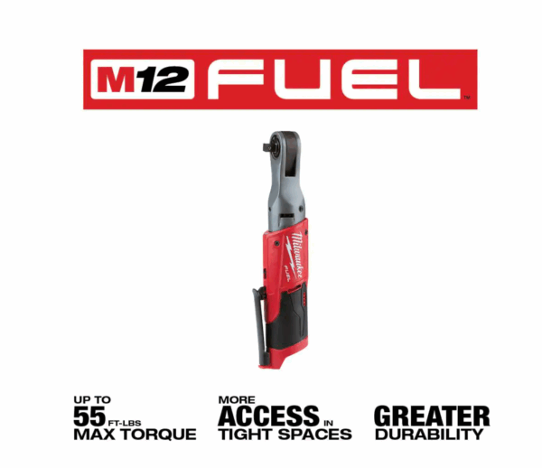 2554-20-2485-20-2557-20 M12 FUEL 12V Lithium-Ion Brushless Cordless Stubby 3/8 in. Impact Wrench / 3/8 in. Ratchet/Die Grinder (3-Tool) - Image 4