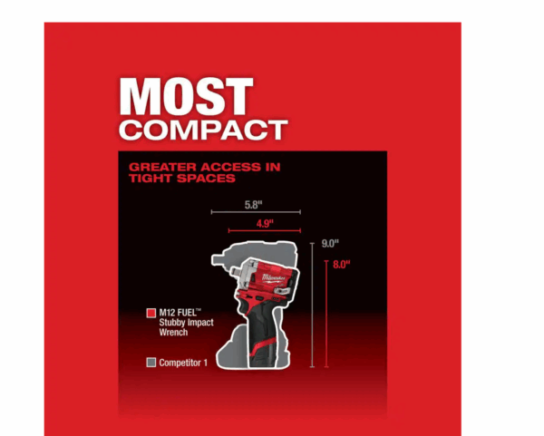 2555-22-48-11-2460 M12 FUEL 12V Lithium-Ion Brushless Cordless Stubby 1/2 in. Impact Wrench Kit with 6.0Ah Battery - Image 4