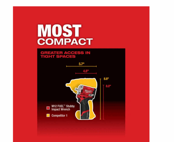 2554-20-2367-20 M12 FUEL 12V Lithium-Ion Brushless Cordless Stubby 3/8 in. Impact Wrench with M12 Rover Flood Light - Image 4