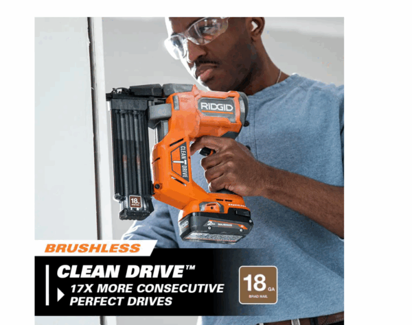 R09891K 18V Brushless Cordless 18-Gauge 2-1/8 in. Brad Nailer with CLEAN DRIVE Technology with 2.0 Ah Battery and Charger - Image 4