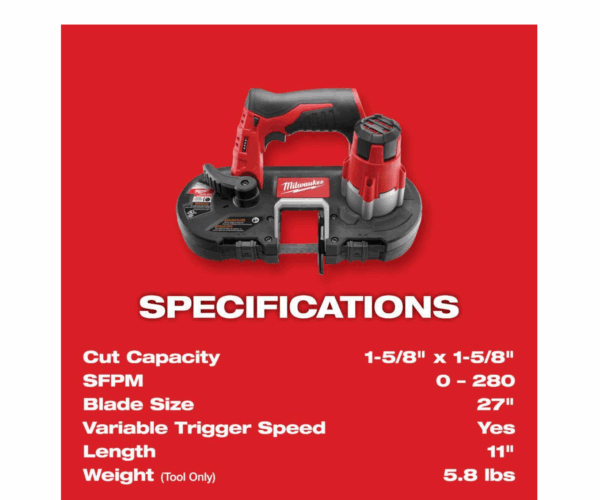 2429-21XC-2426-20 M12 12-Volt Lithium-Ion Cordless Sub-Compact Band Saw Kit W/ M12 Multi-Tool - Image 4