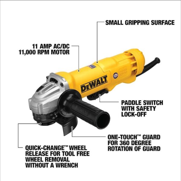 DWE402 4.5-in 11 Amps Paddle Switch Corded Angle Grinder - Image 3
