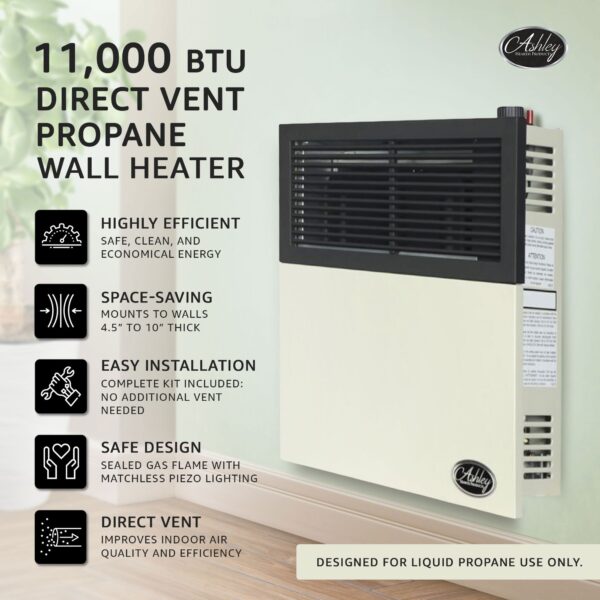 11,000 BTU Direct Vent Liquid Propane Wall Mount Heater - Image 3