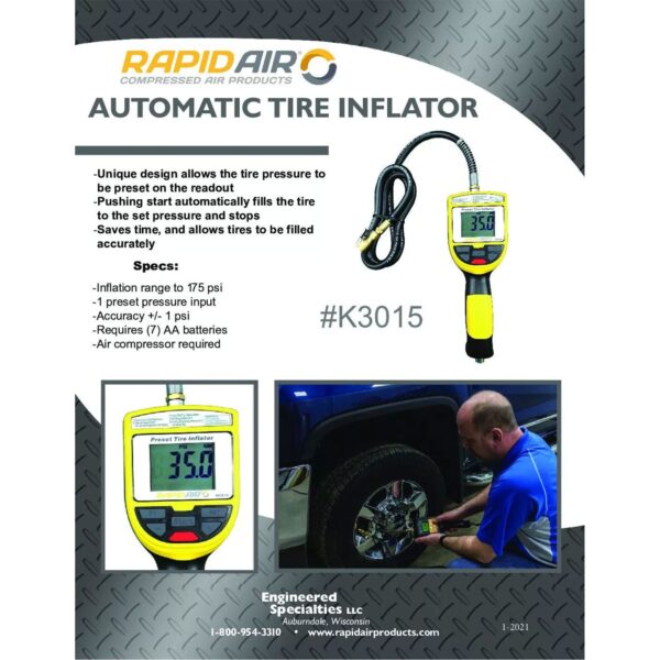 K3015 Automatic Shutoff 175 PSI Digital Display Tire Inflator Gauge - Image 4
