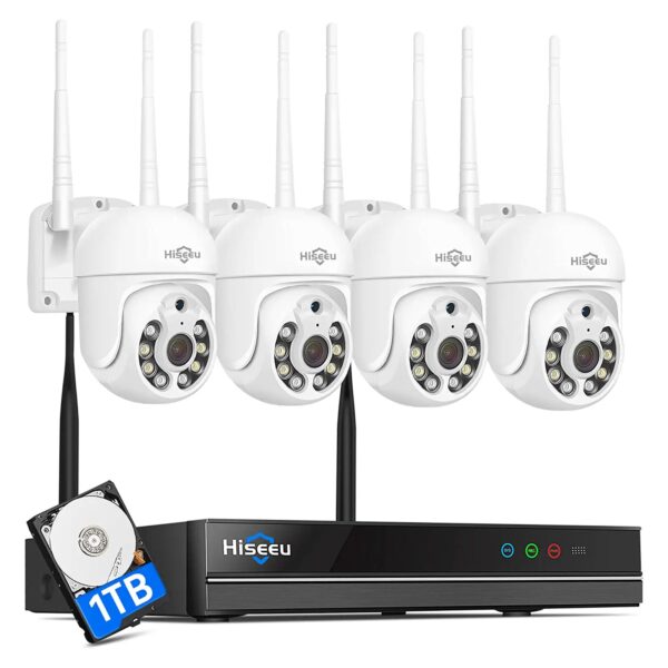 Wireless Security System with 4 Night Vision Cameras and 1 TB Hard Drive