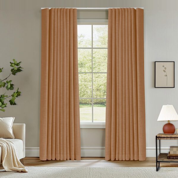 Ripple Fold Lille Linen Memory Trained Curtains Custom Blackout Drapes Grey Beige - Image 41