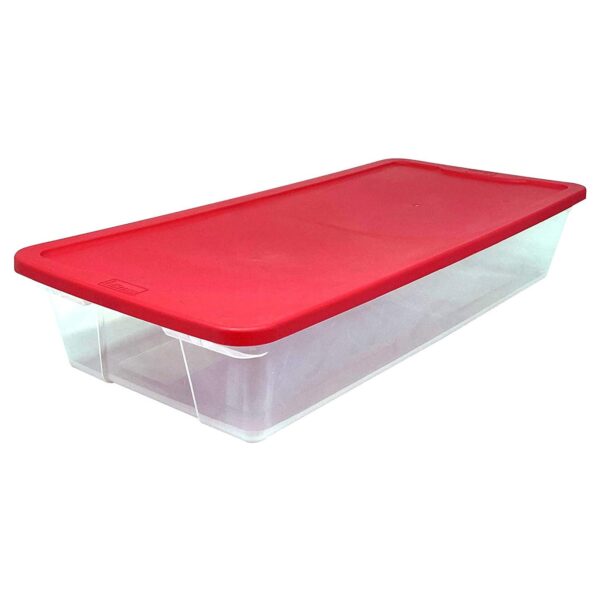 41Qt Clear Plastic Holiday Storage Container with Red Snap Lock Lid, 2 Pk - Image 2