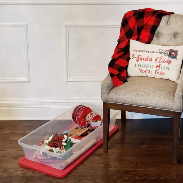 41Qt Clear Plastic Holiday Storage Container with Red Snap Lock Lid, 2 Pk - Image 12