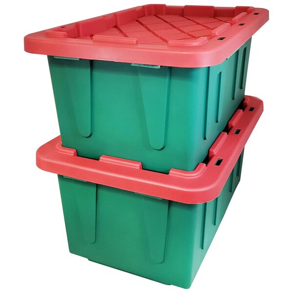 15 Gallon Heavy Duty Holiday Storage Tote, Green/Red (4 Pack) - Image 4